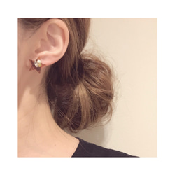 *coco vanilla* 2way*べっこうstarビジュー × foop ピアス,イヤリング 3枚目の画像