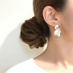 silver メタルプレート × フープ ピアス* ピアス（その他） coco