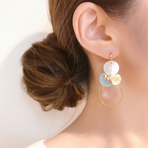 shell × circle ピアス(イヤリング)* ピアス（フック・チェーン