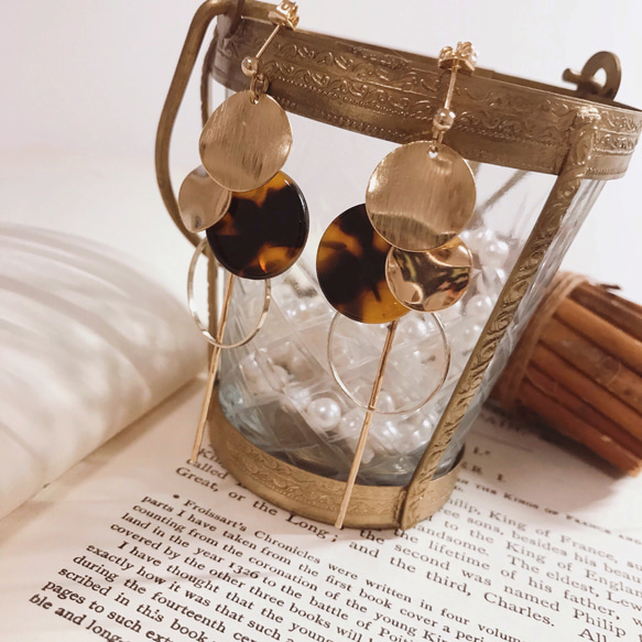 *coco vanilla* べっこう circle ピアス(イヤリング)* ギフトにも♪ 3枚目の画像