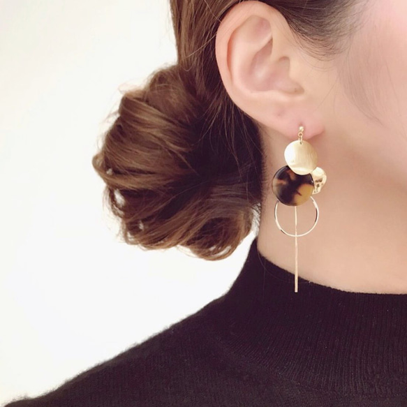 *coco vanilla* 人気商品2点set ピアス，イヤリング*べっ甲 2枚目の画像