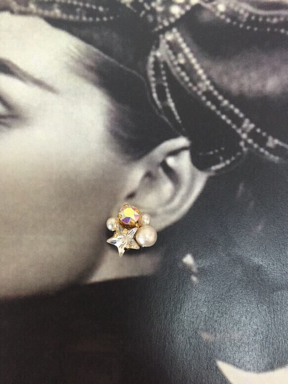 棉珍珠和 STAR bijou 耳環 （耳環） 第2張的照片