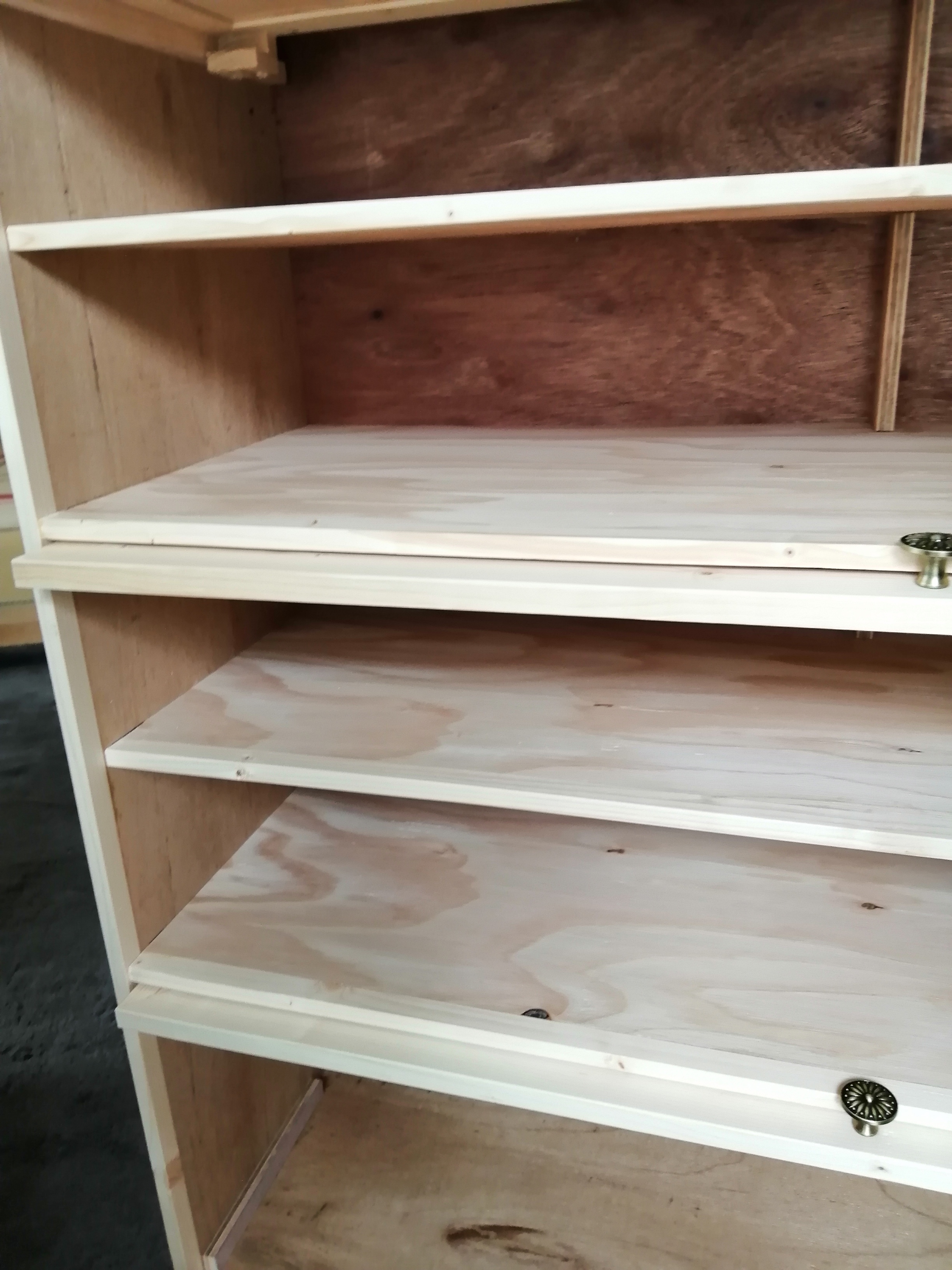 木のシューズボックス、収納ボックス クリア　受注製作