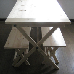 折りたたみテーブル＆ベンチ　大きさ1200×560（受注生産） 1枚目の画像