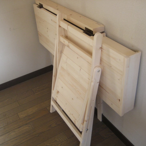 壁付け折りたたみテーブル横型引き出し付 主婦作業台、子供学習机