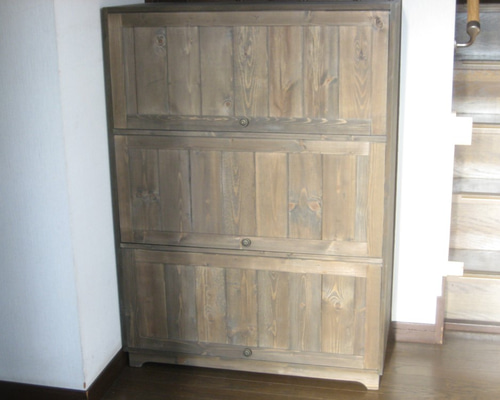 木のシューズボックス(18足) 、収納ボックス 受注製作 靴箱・下駄箱