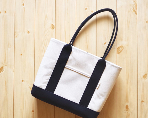 【F】帆布トートバッグMプラス order作品 レザー × 帆布トートバッグ (Small) - fu/de
