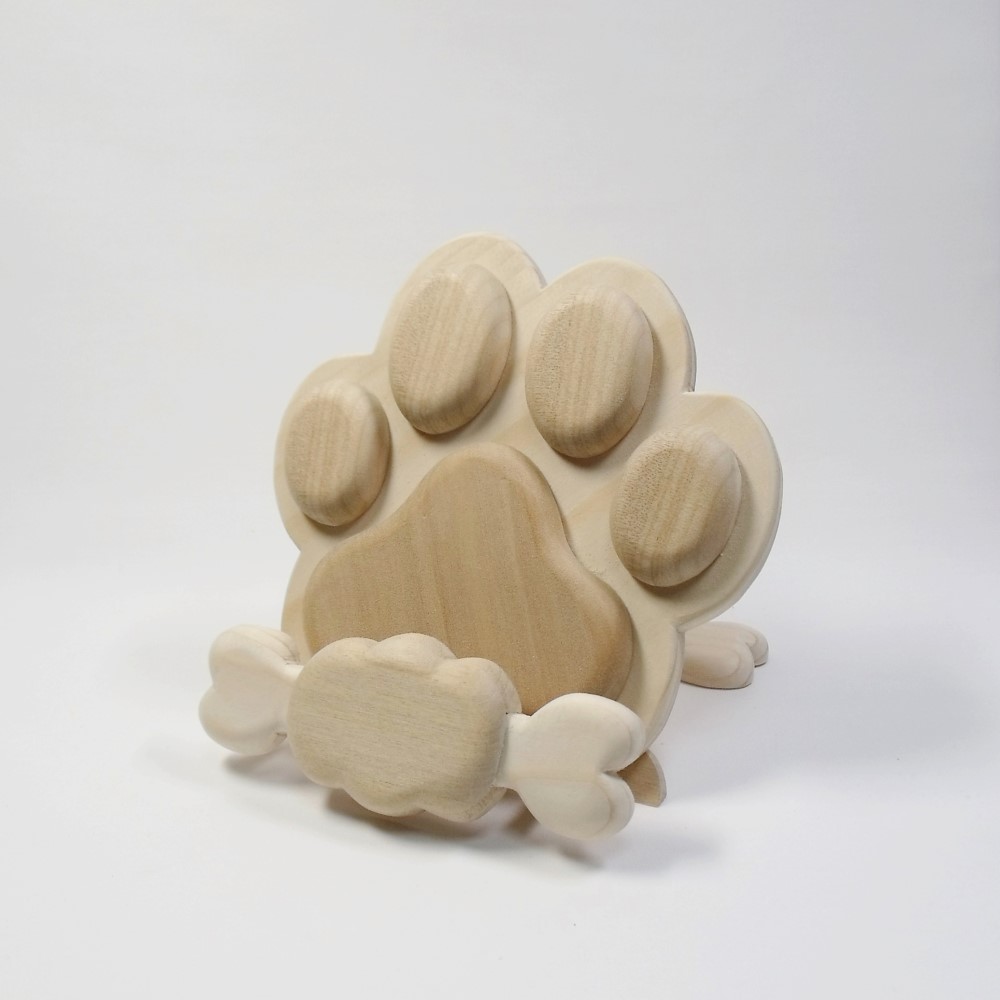 木製の肉球スマホ・タブレットスタンド（骨付肉）