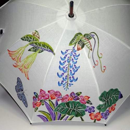 紅型 日傘 極楽鳥花クワズ芋と蝶手染め その他ファッション びん