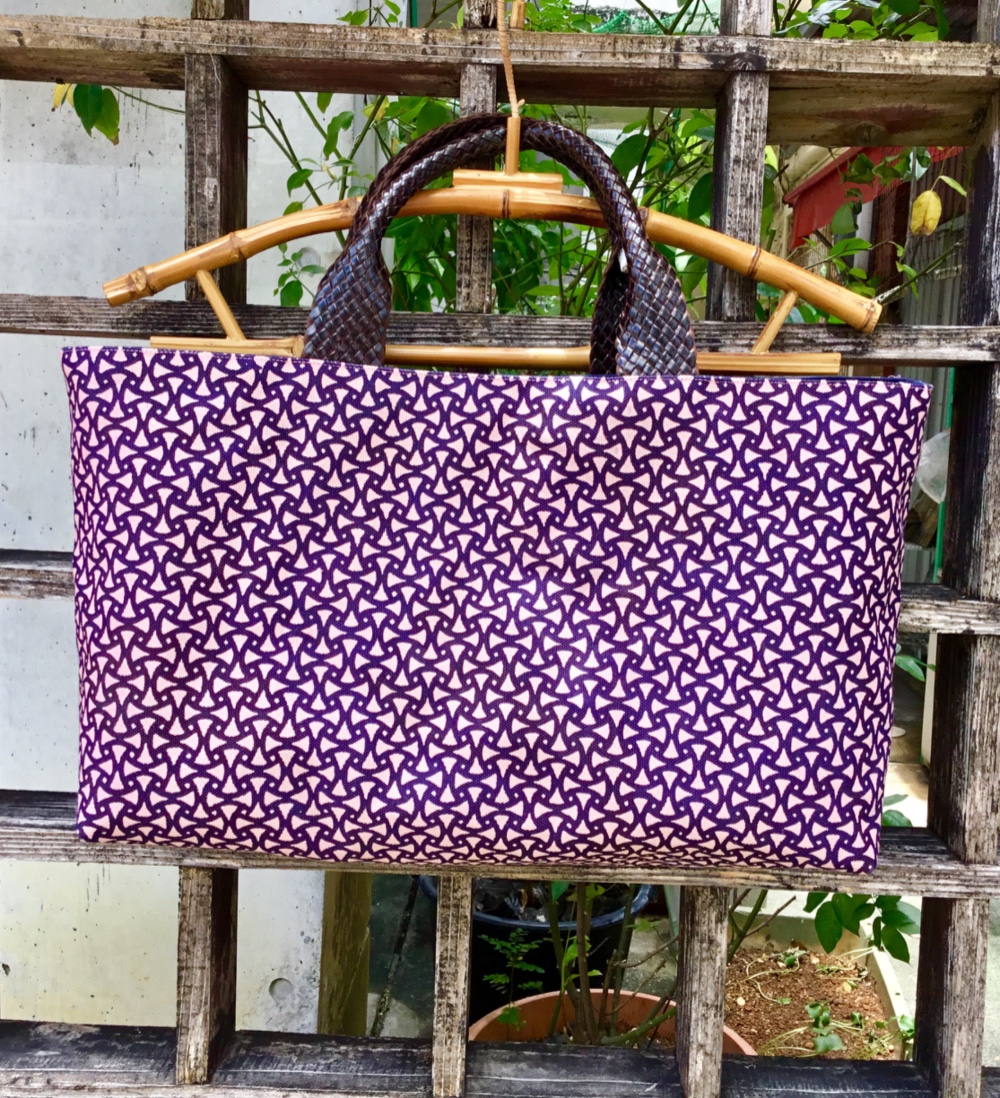 紅型 古典柄 分銅柄 トートバッグ ピンクと濃紺