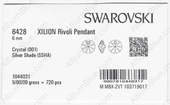 【スワロフスキー#6428】10粒 XILION リボリ ペンダント 6mm クリスタル シルバー シェイド (001S 3枚目の画像