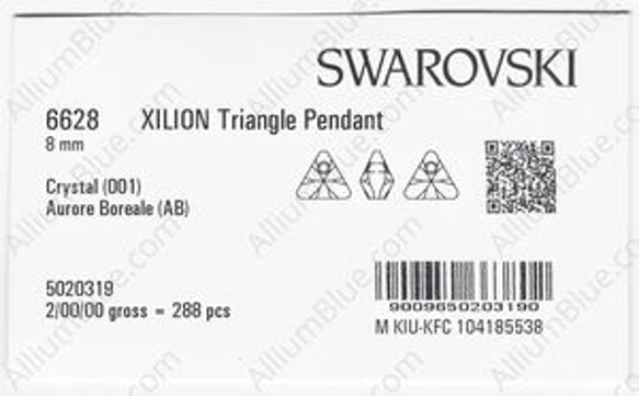 【スワロフスキー#6628】10粒 XILION Triangle ペンダント 8mm クリスタル AB (001AB) 3枚目の画像