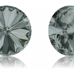 【スワロフスキー#1122】2粒 リボリ 12mm ブラックダイアモンド (215) F 1枚目の画像