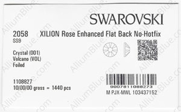 【スワロフスキー#2058】10粒 XILION ラインストーン SS9 クリスタル ヴォルカノ (001VOL) F 3枚目の画像