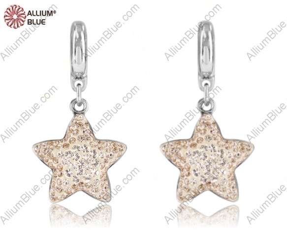 【スワロフスキー#86512】1粒 BeCharmed Pavé Star Charm 14mm CE パール Silk 1枚目の画像