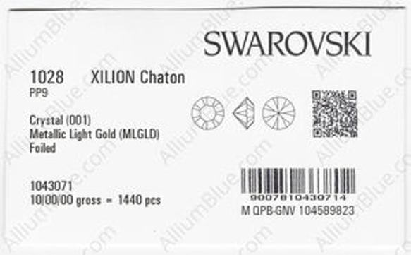 【スワロフスキー#1028】1440粒 XILION チャトン PP9 クリスタル メタリック ライト ゴールド (00 3枚目の画像