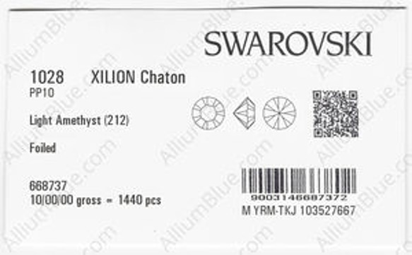 【スワロフスキー#1028】1440粒 XILION チャトン PP10 ライトアメジスト (212) F 3枚目の画像
