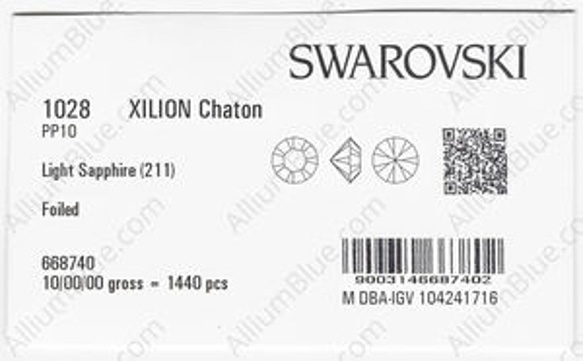【スワロフスキー#1028】1440粒 XILION チャトン PP10 ライトサファイア (211) F 3枚目の画像