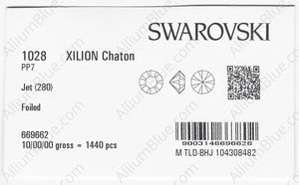 【スワロフスキー#1028】1440粒 XILION チャトン PP7 ジェット (280) F 3枚目の画像