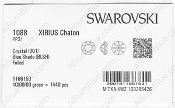 【スワロフスキー#1088】1440粒 XIRIUS チャトン PP31 クリスタル ブルーシェード (001BLSH) 3枚目の画像