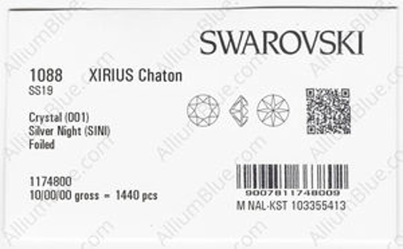 【スワロフスキー#1088】1440粒 XIRIUS チャトン SS19 クリスタル シルバー ナイト (001SINI 3枚目の画像