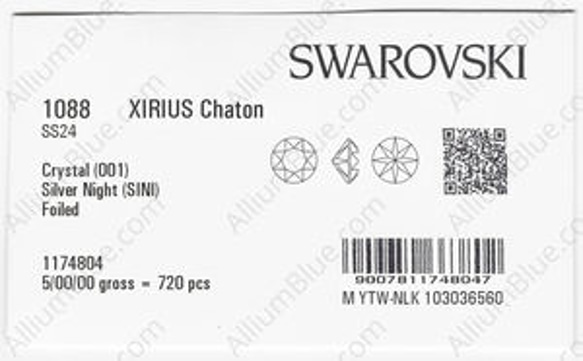 【スワロフスキー#1088】360粒 XIRIUS チャトン SS24 クリスタル シルバー ナイト (001SINI) 3枚目の画像