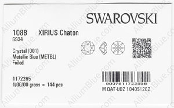 【スワロフスキー#1088】144粒 XIRIUS チャトン SS34 クリスタル メタリックブルー (001METBL 3枚目の画像