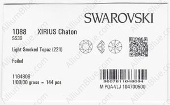 【スワロフスキー#1088】144粒 XIRIUS チャトン SS39 ライトスモークトパーズ (221) F 3枚目の画像