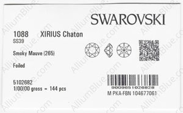 【スワロフスキー#1088】144粒 XIRIUS チャトン SS39 スモーキー モーブ (265) F 3枚目の画像