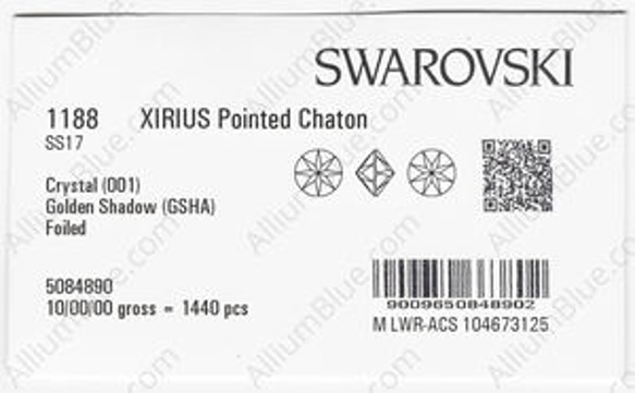 【スワロフスキー#1188】1440粒 XIRIUS 尖ったチャトン SS17 クリスタル ゴールデン シャドー (00 3枚目の画像
