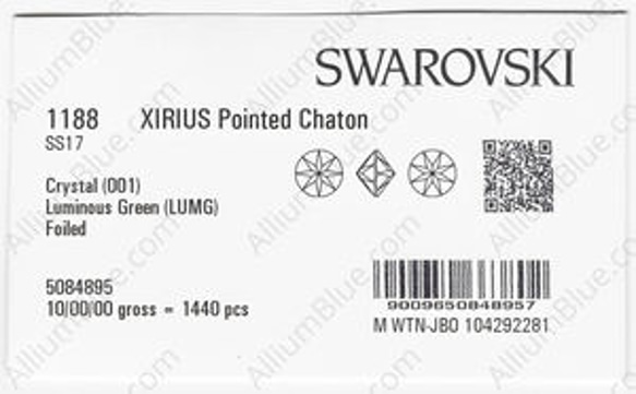 【スワロフスキー#1188】720粒 XIRIUS 尖ったチャトン SS17 クリスタル ルミナス グリーン (001L 3枚目の画像