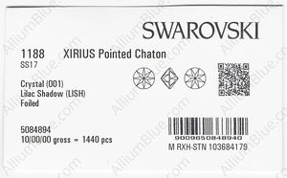 【スワロフスキー#1188】1440粒 XIRIUS 尖ったチャトン SS17 クリスタル ライラックシャドー (001 3枚目の画像