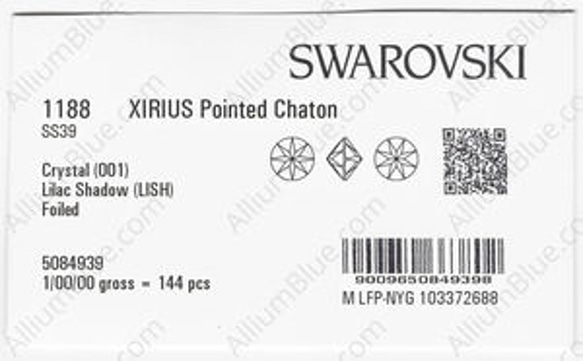 【スワロフスキー#1188】144粒 XIRIUS 尖ったチャトン SS39 クリスタル ライラックシャドー (001L 3枚目の画像