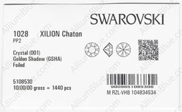【スワロフスキー#1028】1440粒 XILION チャトン PP2 クリスタル ゴールデン シャドー (001GSH 3枚目の画像