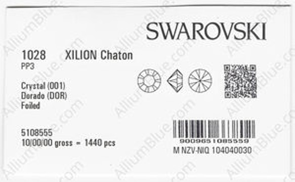 【スワロフスキー#1028】1440粒 XILION チャトン PP3 クリスタル ドラド (001DOR) F 3枚目の画像