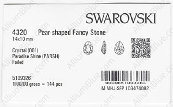 【スワロフスキー#4320】72粒 Pear-shaped 14x10mm クリスタル パラダイ スシャイン (001P 3枚目の画像