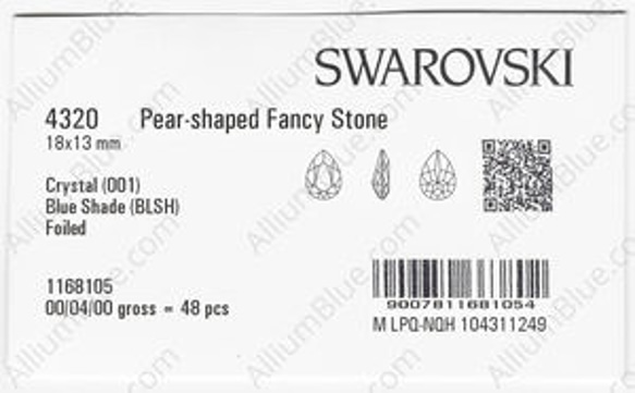 【スワロフスキー#4320】24粒 Pear-shaped 18x13mm クリスタル ブルーシェード (001BLSH 3枚目の画像