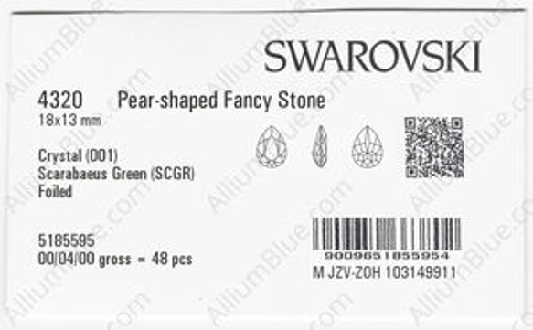 【スワロフスキー#4320】24粒 Pear-shaped 18x13mm クリスタル スカラベ グリーン (001SC 3枚目の画像