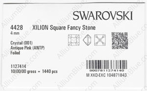 【スワロフスキー#4428】720粒 XILION Square 4mm クリスタル アンティークピンク (001ANT 3枚目の画像