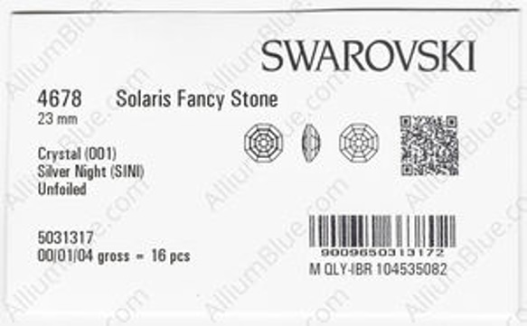 【スワロフスキー#4678】8粒 Solaris 23mm クリスタル シルバー ナイト (001SINI) 裏面にホイ 3枚目の画像
