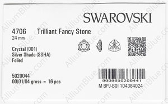 【スワロフスキー#4706】8粒 Trilliant 24mm クリスタル シルバー シェイド (001SSHA) F 3枚目の画像