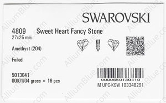 【スワロフスキー#4809】16粒 Sweet Heart 27x25mm アメジスト (204) F 3枚目の画像