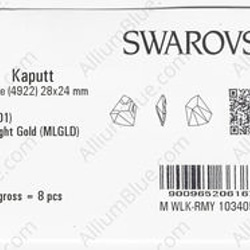 【スワロフスキー#4922】8粒 Kaputt (Signed) 28x24mm クリスタル メタリック ライト ゴール 3枚目の画像