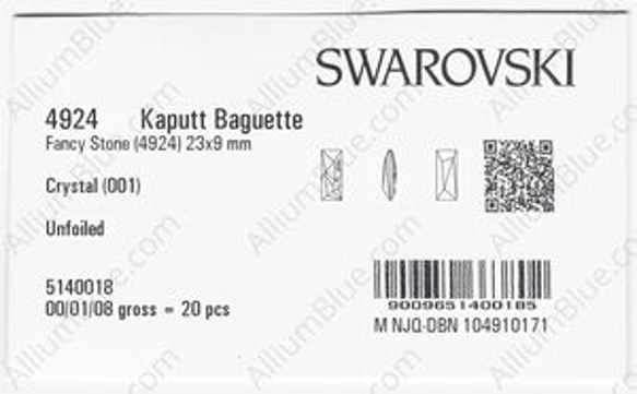 【スワロフスキー#4924】20粒 Kaputt Baguette (Signed) 23x9mm クリスタル F 3枚目の画像