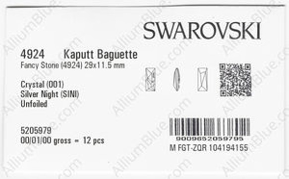 【スワロフスキー#4924】12粒 Kaputt Baguette (Signed) 29x11.5mm クリスタル シ 3枚目の画像