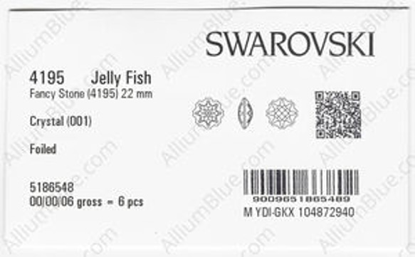 【スワロフスキー#4195】3粒 Jelly Fish (Partly Frosted) 22mm クリスタル F 3枚目の画像