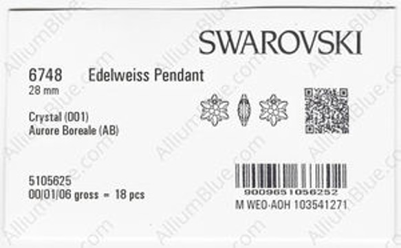 【スワロフスキー#6748】18粒 Edelweiss ペンダント 28mm クリスタル AB (001AB) 3枚目の画像