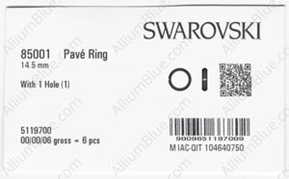 【スワロフスキー#85001】6粒 Pavé Thread Ring 14.5mm CE White / Crystal 3枚目の画像