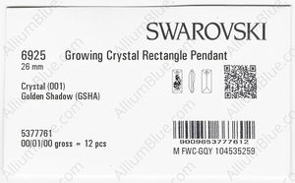 【スワロフスキー#6925】1粒 Growing Crystal Rectangle ペンダント 26mm クリスタル 3枚目の画像