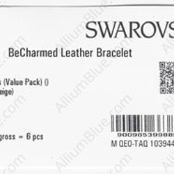 【スワロフスキー#80010】6粒 ビーチャームド Leather Bracelet 570mm Leather Bei 2枚目の画像